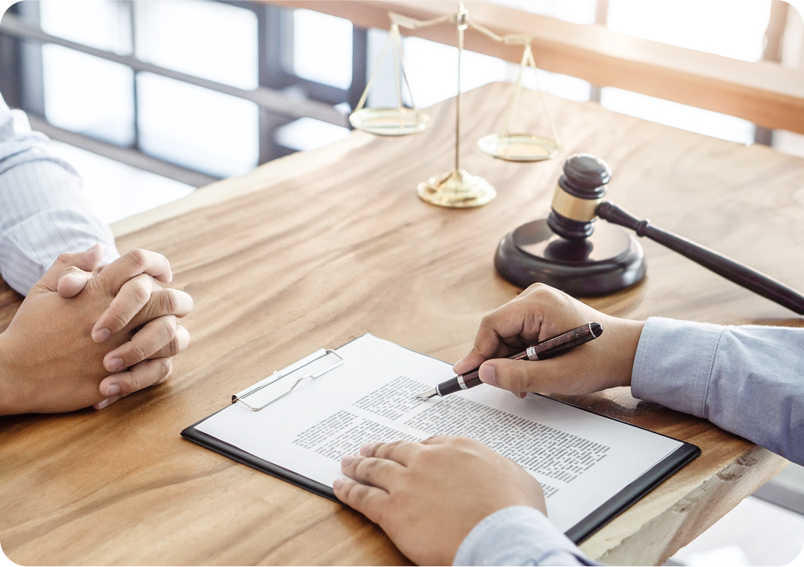 Legal documents and gavel